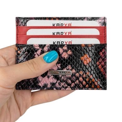 Кредитница 532 - красно-розово-черная лаковая з тиснением под кожу змеи из коллекции .