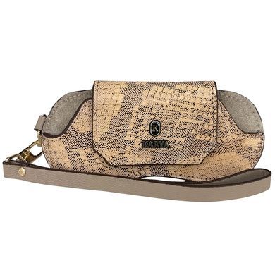 Футляр для окулярів Karya з натуральної шкіри KR3006-935 бежевий з коричневим