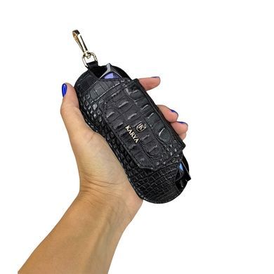 Футляр для окулярів Karya з натуральної тисненої шкіри KR3006-630-1 чорний