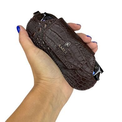 Футляр для окулярів Karya з натуральної тисненої шкіри KR3006-633 коричневий