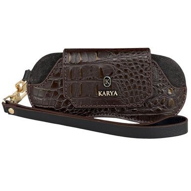 Футляр для окулярів Karya з натуральної тисненої шкіри KR3006-633-1 коричневий