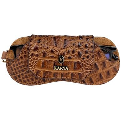Футляр для очков Karya из натуральной тисненой кожи KR3006-653 коньячный