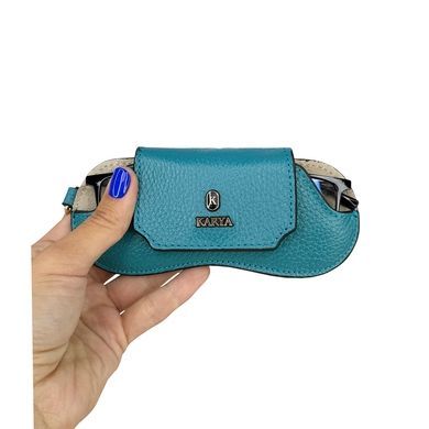 Футляр для окулярів Karya з натуральної зернистої шкіри KR3006-925 бірюзовий