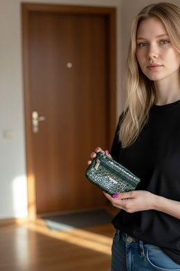 Ключница 568 &ndash; зеленая лаковая кожа с тиснением "пузырьки". из коллекции .